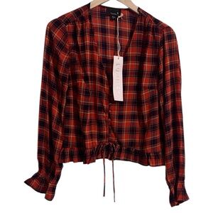 Lumiere Women's Vibrant Red Checkered Blouse